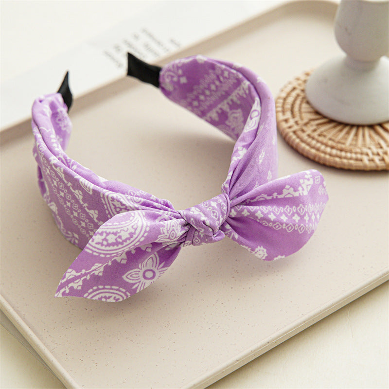 Wholesale Hairband Winter Cashew Flower Rabbit Ears Wide Headband